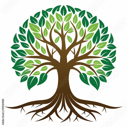 Logo Design Of Tree Illustration Rooted The Concept Large Trees
