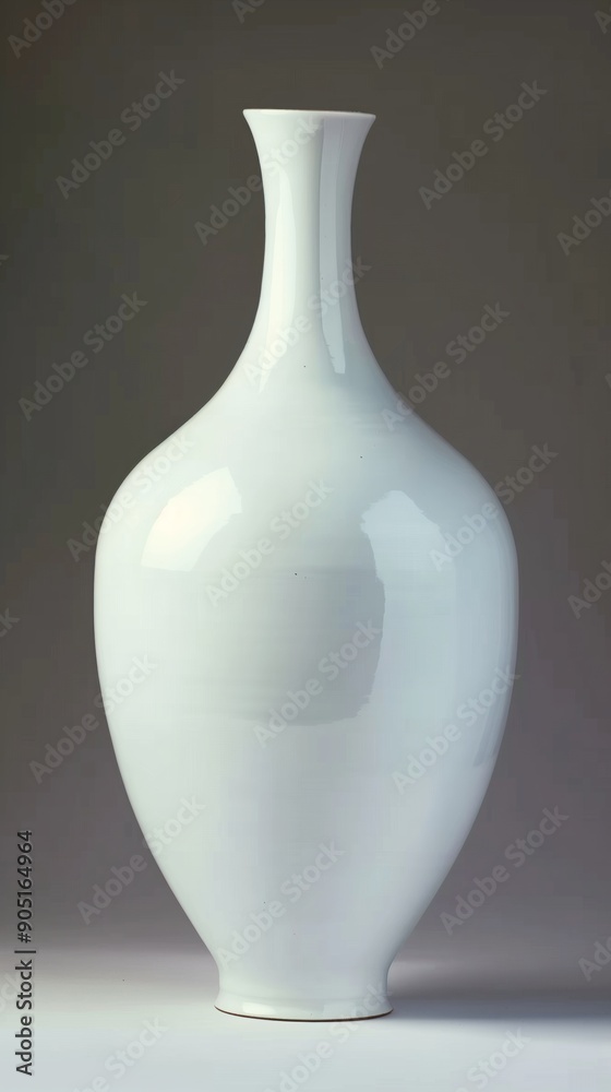 Elegant white ceramic vase with a curved, narrow neck and a bulbous body. Elegant white ceramic vase with a curved, narrow neck and a bulbous body.