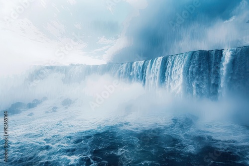 Majestic Waterfall Cascading into a Blue Pool