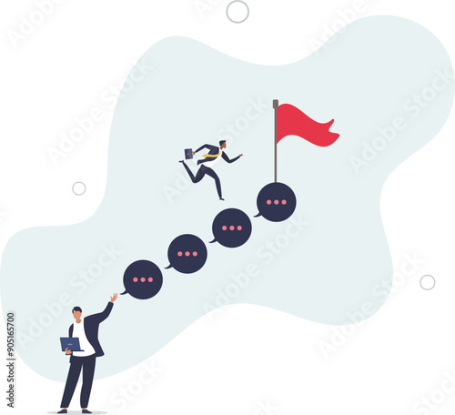 Advice or effective feedback to motivate to success, comment, opinion for career improvement,flat design.illustration with people.