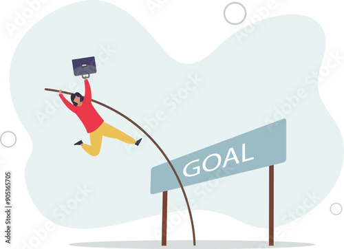 Reach business goal or target, success, achievement or challenge to overcome obstacle and win competition, performance or skill to reach goal, winner concept.flat design.illustration with people.
