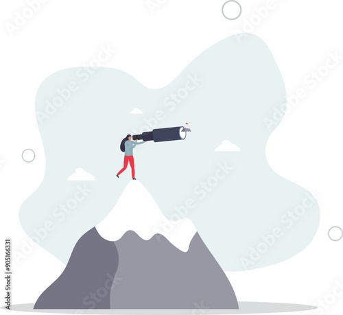 Ambition to aim high and achieve business goal, motivation to success, challenge and determination for victory concept.flat design.illustration with people.