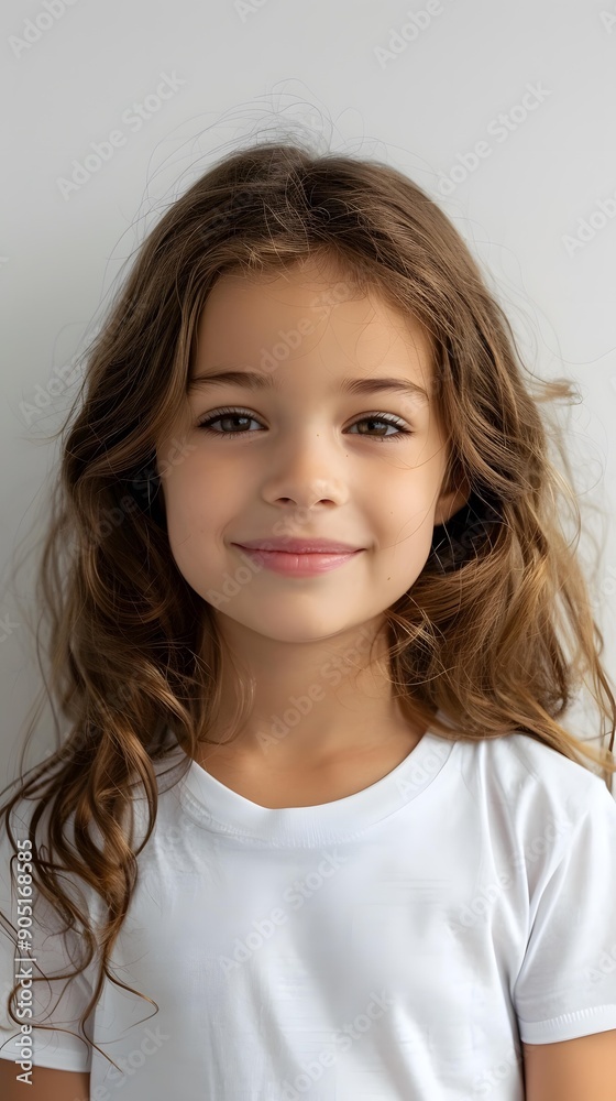 Portrait of a smiling little girl with long brown hair Portrait of a smiling little girl with long brown hair