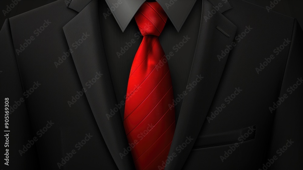 Black suit with red tie closeup Black suit with red tie closeup