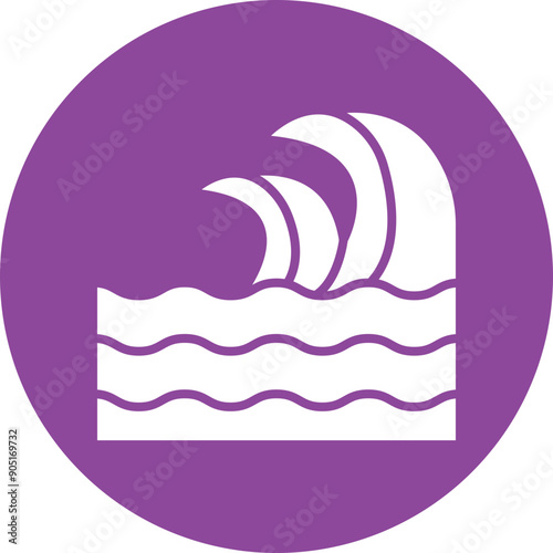 Ocean glyph circle icon