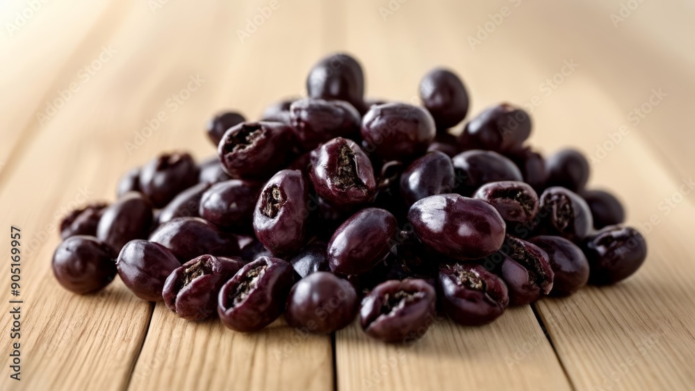 Freshly cracked black olives on a wooden surface Freshly cracked black olives on a wooden surface