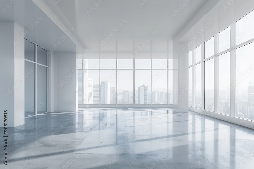 Modern Empty Office Space with City View