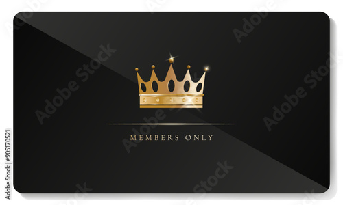 Premium VIP card  in black color with golden elements. Vector illustration