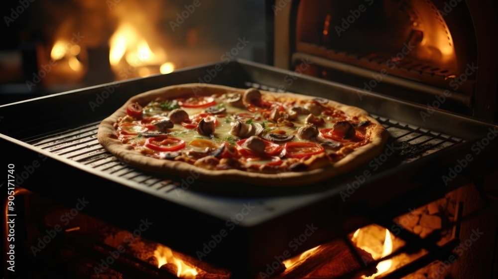 Pizza Cooking on a Grill Pizza Cooking on a Grill