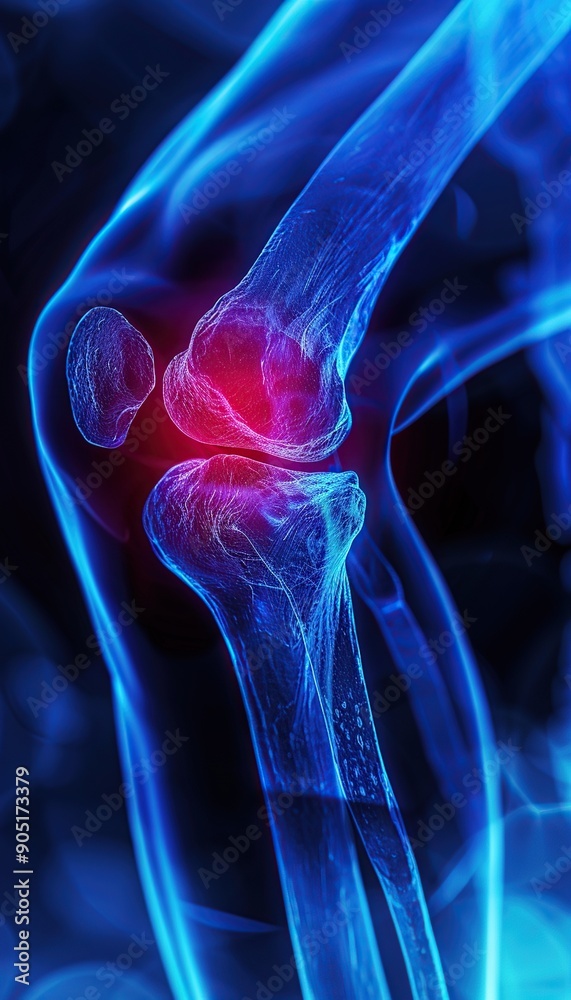 Medical x-ray anatomy of the knee pain. Leg joint and bone injury. Ai ...