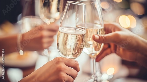 Friends joyfully toast with glasses of sparkling wine during a festive gathering, celebrating special moments and enjoying each otherвЂ™s company