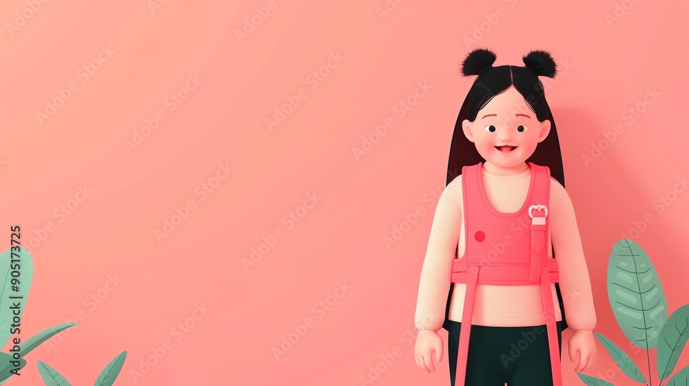 Infant smiling in a baby carrier, flat design illustration Infant smiling in a baby carrier, flat design illustration