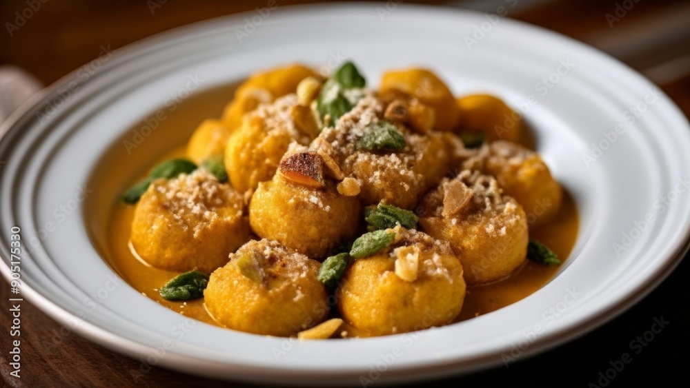 Delicious golden dumplings in a savory sauce Delicious golden dumplings in a savory sauce