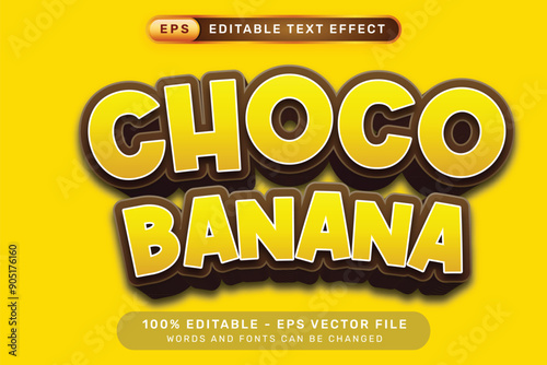 choco banana 3d text effect and editable text effect
