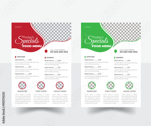 Restaurant Food Menu Template Design or food flyer design, vector thai food restaurant menu template. Restaurant menu modern design layout, Holidays Menu Template.