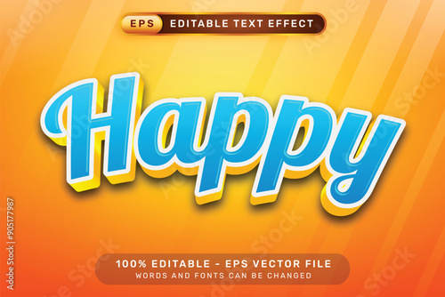 happy 3d text effect and editable text effect