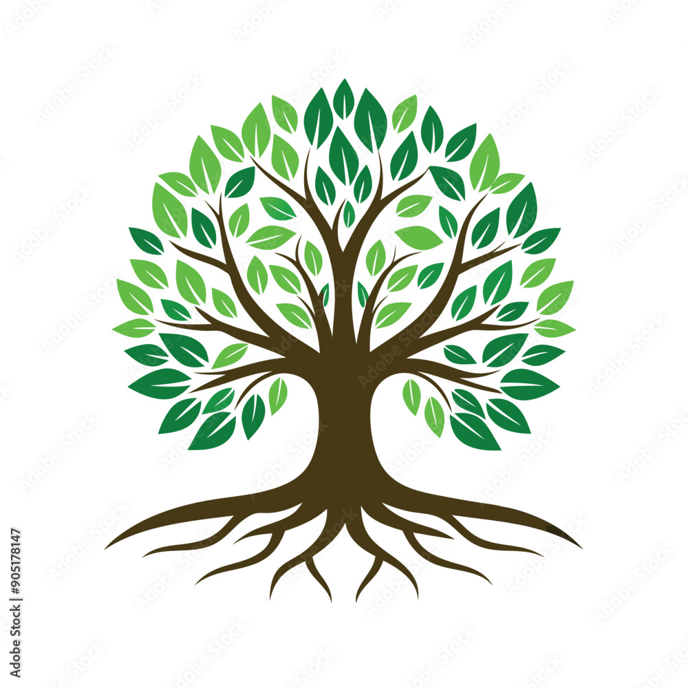 Obraz premium Logo Design Of Tree Illustration Rooted The Concept Large Trees
