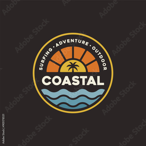 Vintage surf design template for surf club, surf shop, surf merch.