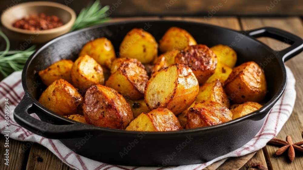 Crispy golden potato wedges ready to be savored Crispy golden potato wedges ready to be savored