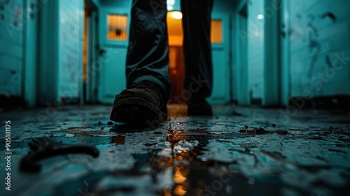 Paranormal activity in an abandoned building, Mystery, Dark tones, Photography