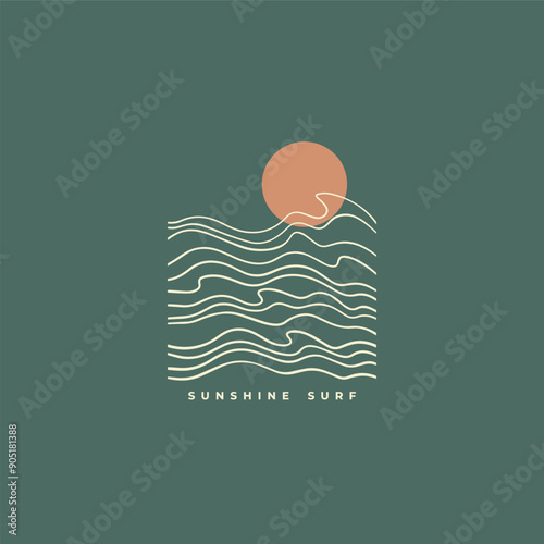 Vintage surf design template for surf club, surf shop, surf merch.
