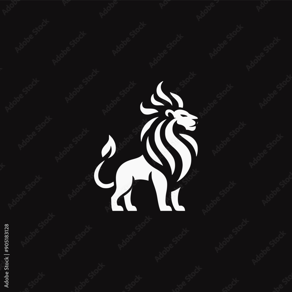 A black and white lion logo design template A black and white lion logo design template