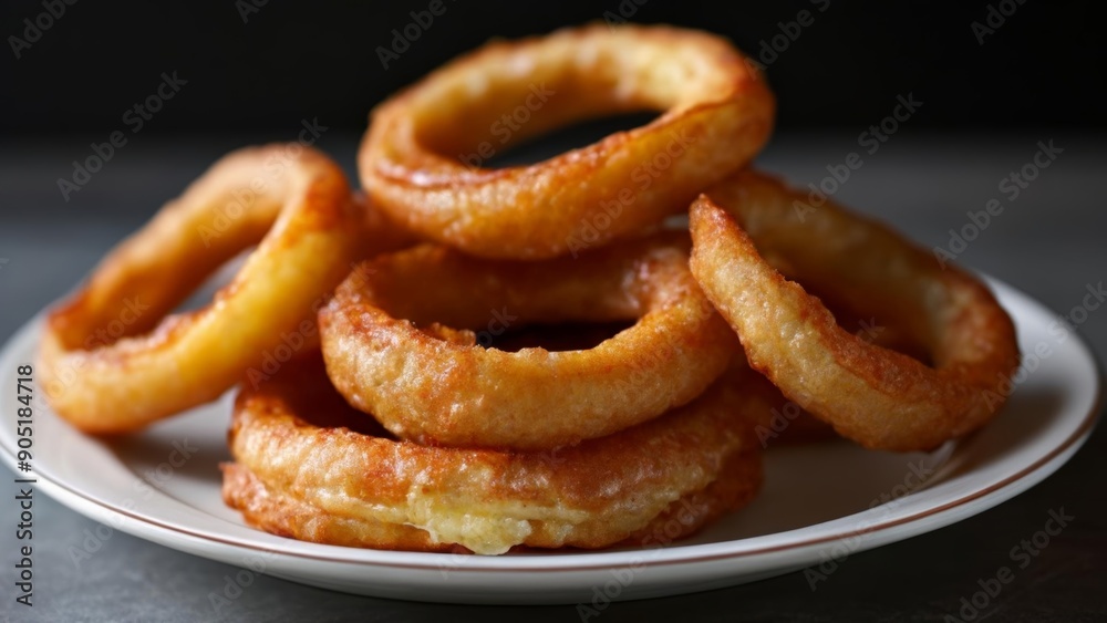 Deliciously golden onion rings perfectly fried to a crispy finish Deliciously golden onion rings perfectly fried to a crispy finish