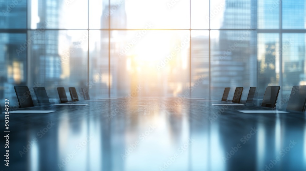Modern Office Meeting Room with Cityscape for Business Presentation Generative AI Modern Office Meeting Room with Cityscape for Business Presentation Generative AI