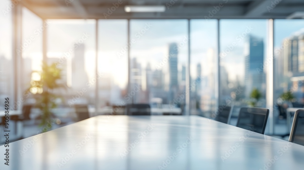 Modern Office Workspace with Cityscape Background for Business Presentation Generative AI Modern Office Workspace with Cityscape Background for Business Presentation Generative AI