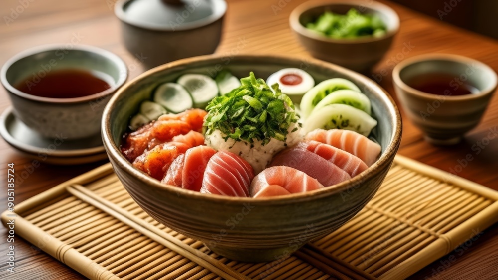 Delicious Sushi Platter on a Bamboo Placemat Delicious Sushi Platter on a Bamboo Placemat