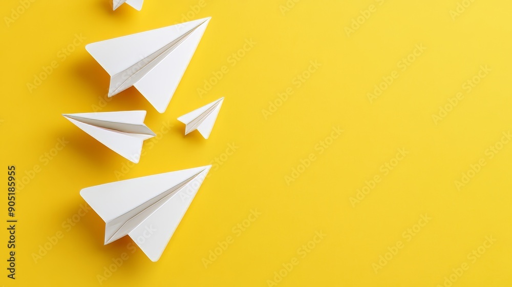 Business Success Concept with Paper Plane and Strategy on Yellow Background Generative AI Business Success Concept with Paper Plane and Strategy on Yellow Background Generative AI
