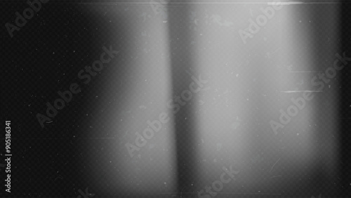 Old film texture with scratches, noise and light leaks. Realistic transparent overlay film texture in black-white, dust and grain. Distressed retro movie or photo negative effect of cinema nostalgia