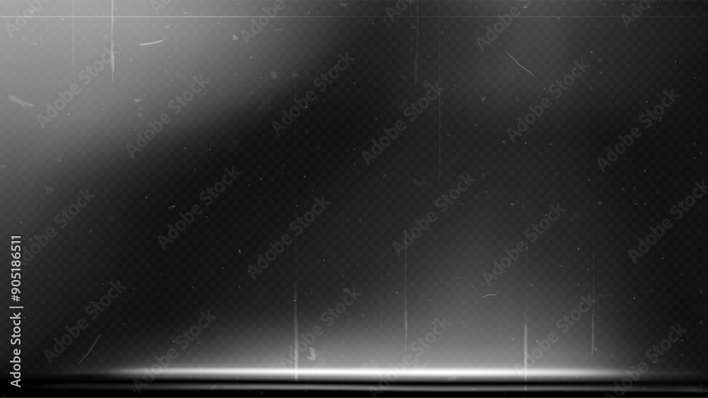 Fototapeta premium Old film texture with scratches, noise and light leaks. Realistic transparent overlay film texture in black-white, dust and grain. Distressed retro movie or photo negative effect of cinema nostalgia