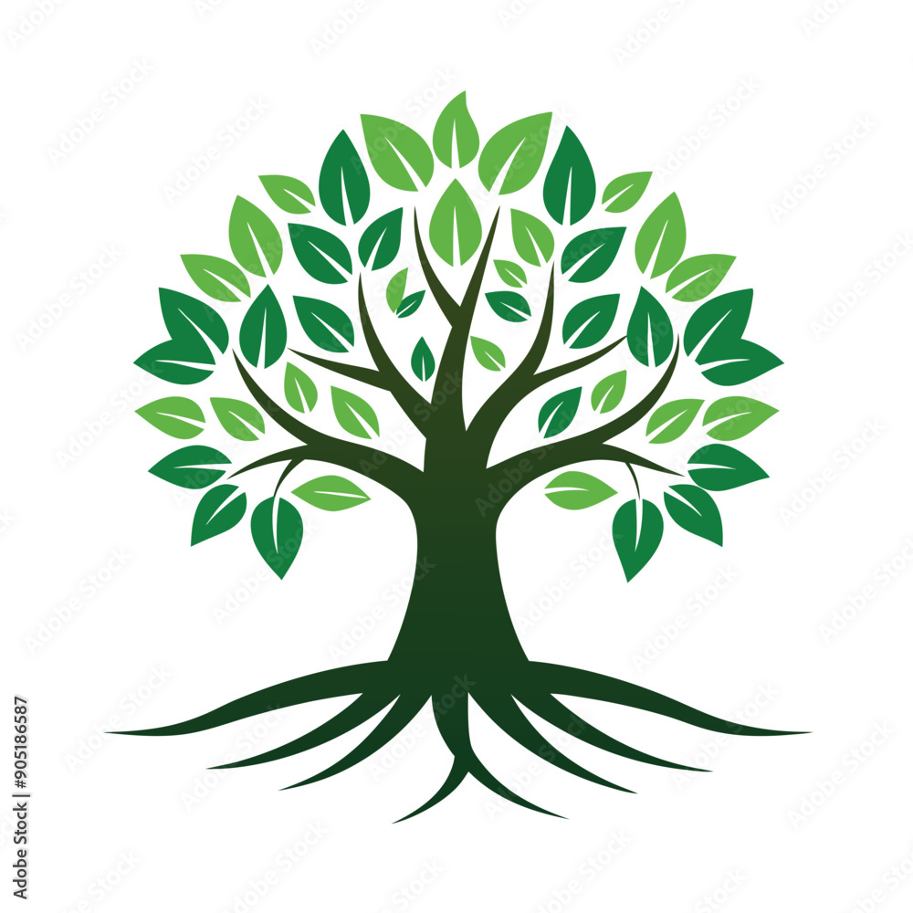 Fototapeta premium Logo Design Of Tree Illustration Rooted The Concept Large Trees