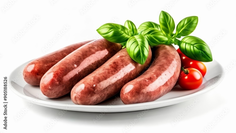 Deliciously grilled sausage and tomato skewers with basil Deliciously grilled sausage and tomato skewers with basil