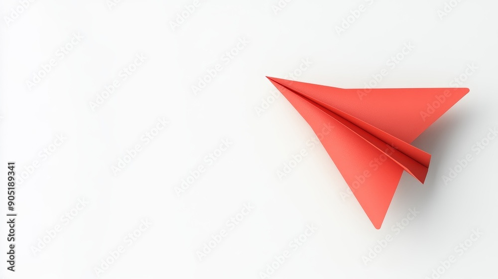 Business Success and Innovation Concept with Red Paper Plane on White Background Generative AI Business Success and Innovation Concept with Red Paper Plane on White Background Generative AI