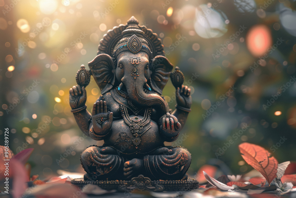 Fototapeta premium Lord ganesha sculpture on nature background
