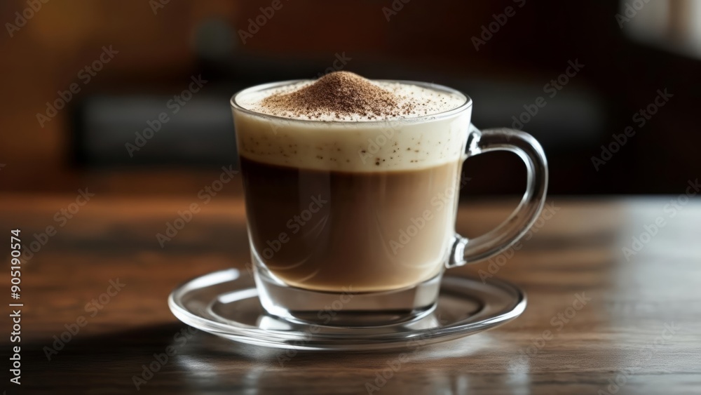 Espresso with a frothy cappuccino top dusted with cocoa powder Espresso with a frothy cappuccino top dusted with cocoa powder