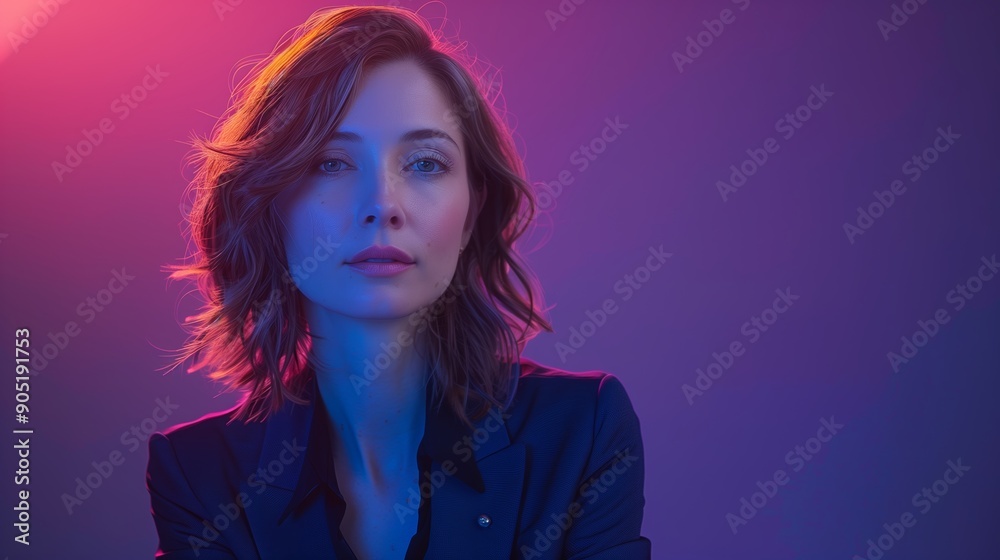 Captivating Portrait of Woman With Stylish Hair in Artistic Lighting Captivating Portrait of Woman With Stylish Hair in Artistic Lighting