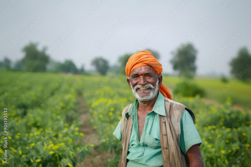indian farmer standing at agriculture field indian farmer standing at agriculture field