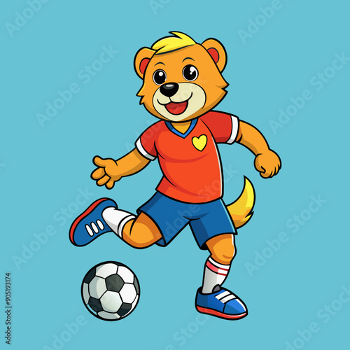 cartoon bear soccer maskot