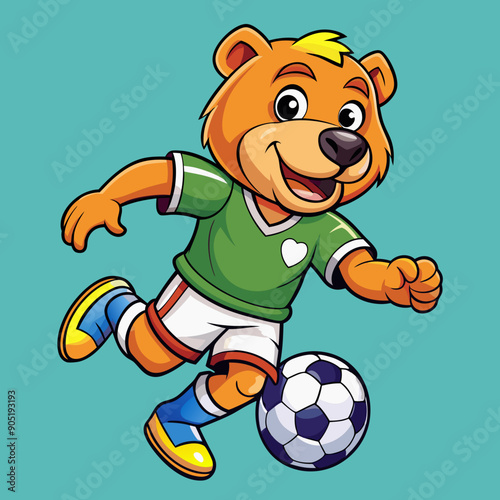 cartoon bear soccer maskot