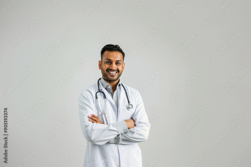 Young indian male doctor standing confidently Young indian male doctor standing confidently