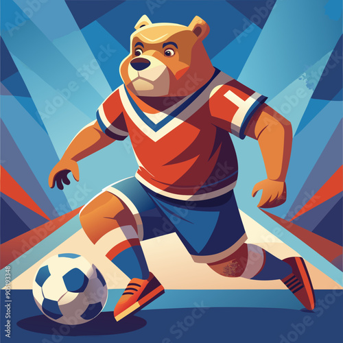 cartoon bear soccer maskot