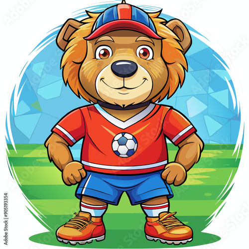 cartoon bear soccer maskot
