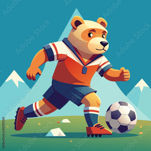cartoon bear soccer maskot