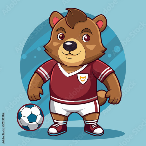 cartoon bear soccer maskot