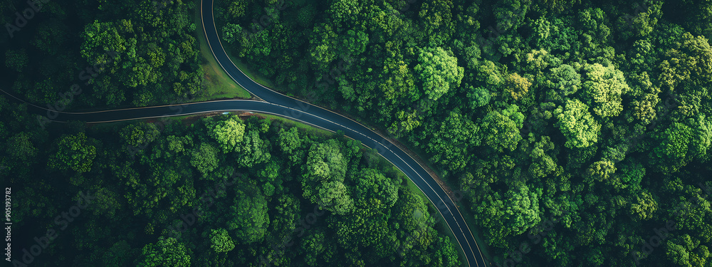 Intersecting Roads and Lush Forest Intersecting Roads and Lush Forest