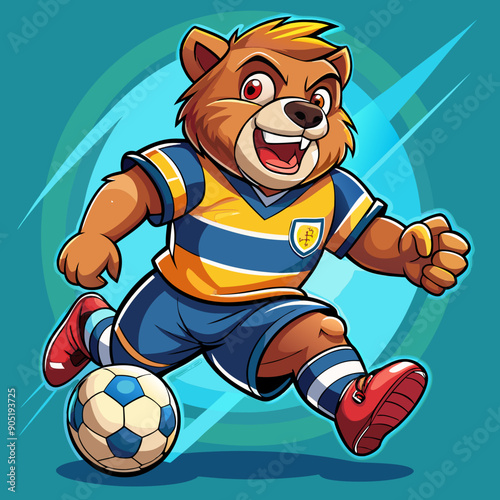 cartoon bear soccer maskot