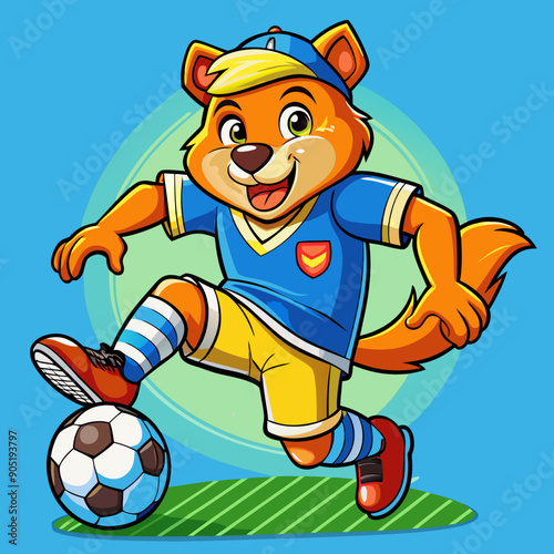 cartoon bear soccer maskot